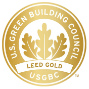 Leed gold certification logo for leadership in energy and environmental design